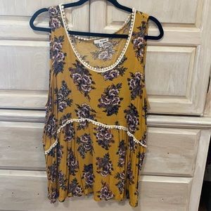Golden flowered sleeveless top